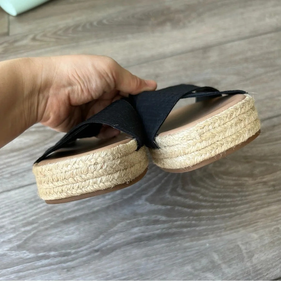 Lucky  Brand Gayte Black/Jute Platform Sandals - Picture 5 of 12